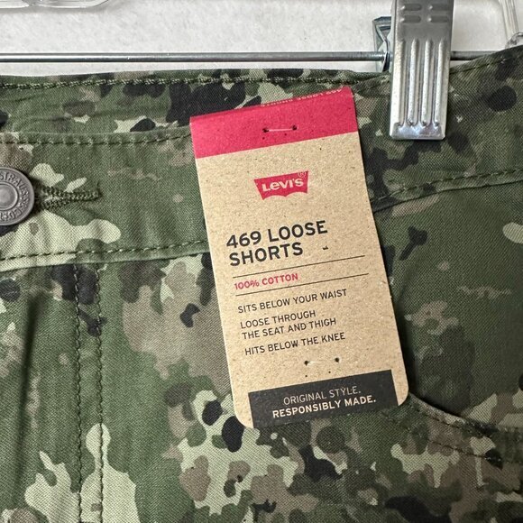 Levis 469 Loose Shorts Jeans Mens 36 x 12 Camo Camouflage gorpcore utility army - Picture 2 of 5